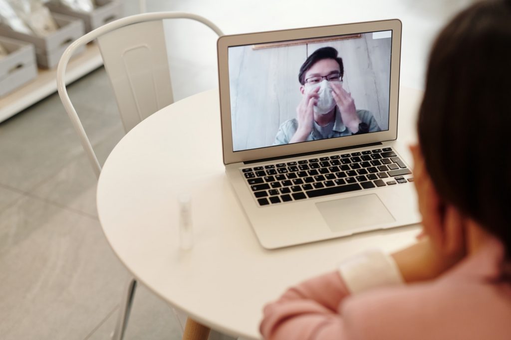 women on video call with covid19 patient